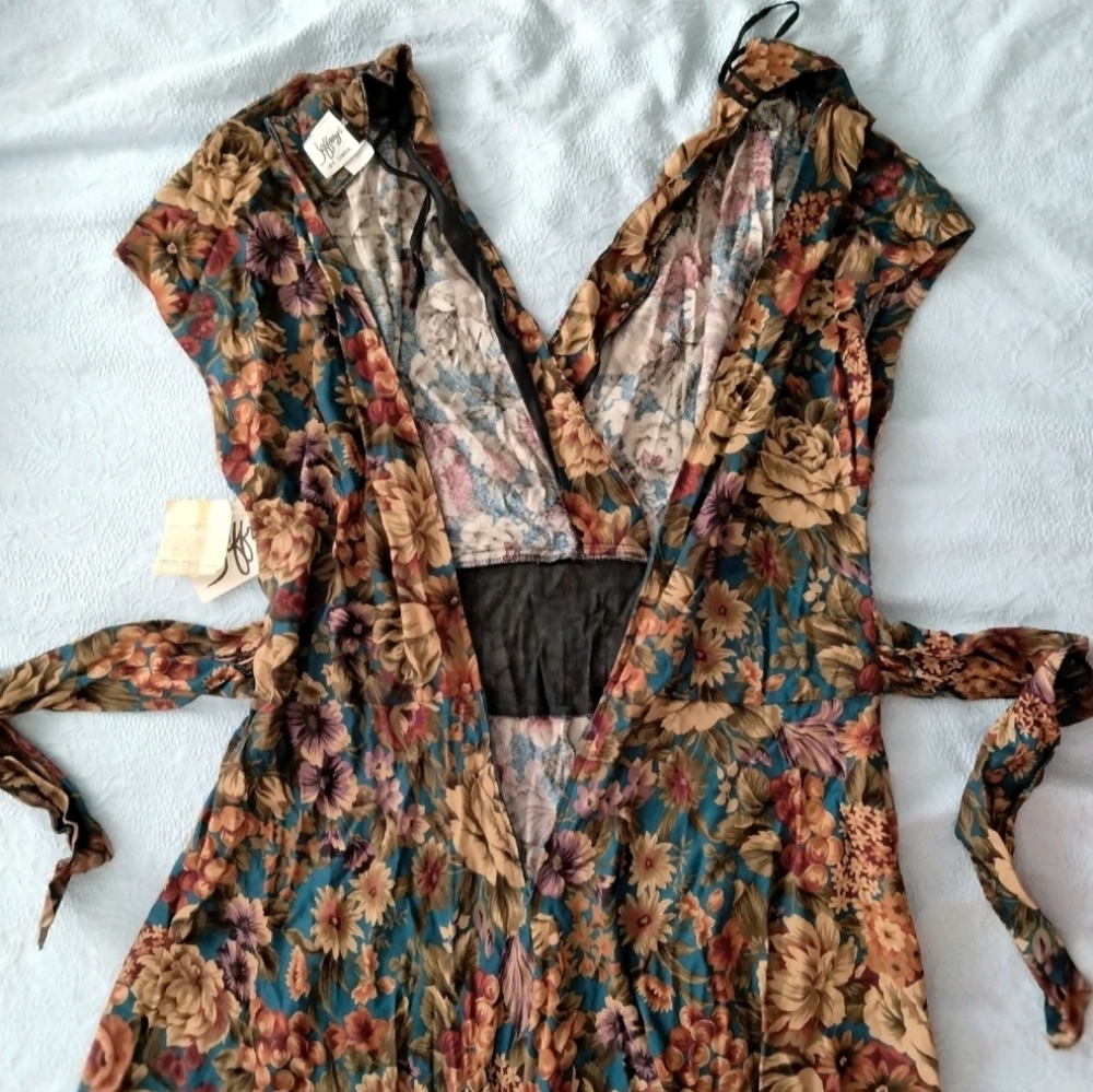 VTG Jeffrey & Dara By Linda Hutley NWT Floral Dress Size 15/16 Retro Deadstock - Picture 9 of 16